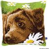 VERVACO Kit Cuscino Punto Croce Labrador Cioccolato Set Ricamo Principianti Cuscini Gobelin Decorativi ca. 40 x 40 cm Accessori per Lavoretti Creativi DIY Casa Decor Hobby Adulti Cross Stitch