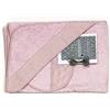 Ti TIN Confezione Asciugamano con Cappuccio Bimba + Bavaglino Punto Croce | 100% Cotone con Tocco Molto Morbido, Colore Rosa, 100x100 cm