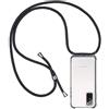 Casecool Cover per Samsung Galaxy S20 Fe / S20 Lite, Custodia con Cordino Silicone Trasparente Morbida Cover Cellulare Girocollo Collana Necklace Sottile Protettiva Bumper Antiurto TPU Case, Nero