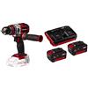 einhell Te-CD 18 Brushless-Solo Trapano Avvitatore a Batteria, 1.800 RPM, 18 V, Rosso, Senza Caricabatteria + 2X 3,0Ah & Twincharger PXC Starter Kit
