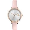 Lacoste Orologio Analogico al Quarzo da Donna Collezione CANNES con Cinturino in Pelle Rosa - 2001101