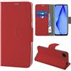 N NEWTOP Cover Compatibile per Huawei P40 Lite, HQ Lateral Custodia Libro Flip Chiusura Magnetica Portafoglio Simil Pelle Stand (Rossa)