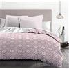 Home Linge Passion Home Passion | Copripiumino - 3 Pezzi | 100% Cotone - 57 Fili | 2 Persone - 220 x 240 cm | Fox Trot Bianco & Rosa Polvere