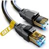 Akake Cavo Ethernet Cat 8, 0,5 m, 1 m, 2 m, 3 m, 5 m, 6 m, 9 m, 12 m, 15 m, 18 m, 30 m, cavo di rete Internet ad alta velocità, cavo LAN professionale schermato a parete, interno ed esterno(3M), Nero