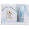 Interbaby Asciugamano con cappuccio per neonato LOVE YOUin bianco e blu con Set de Spazzola e Pettine - 900 g