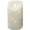 Konstsmide Candele grandi a batteria, funzionamento a batteria, senza fiamma, in vera cera color avorio, con funzione timer da 4 o 8 ore, 13,5 x 7,5 cm, candela LED bianca calda, 1834-180