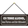 Schatzmix Alcohol Pornos - Targa in metallo tatuato, 27 x 10 cm, decorazione da parete con cordino in metallo, multicolore