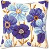 VERVACO Kit Cuscino Punto Croce ANEMONI Blu Set Ricamo Principianti Cuscini Gobelin Decorativi ca. 40 x 40 cm Accessori per Lavoretti Creativi DIY Casa Decor Hobby Adulti Cross Stitch