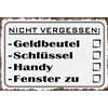 Schatzmix Blechschild Spruch Nicht vergessen Abhackliste Metallschild 30x20 Deko Tin Sign Targa di Metallo da Parete, Lamiera, Multicolore, 20x30 cm