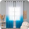 GIRASOLE HOME Coppia Tende Voile Semi Trasparenti Colore Sfumato Bianco Azzurro Tenda per Soggiorno Camera Cameretta Cucina e Interni 2 Pannelli con Occhielli 140x238cm