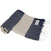Bersuse 100% Coton - Cayman Asciugamano Turco - Fouta Peshtemal per Bagno e Spiaggia - Blu/Beige