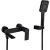 PHASAT Rubinetto per Vasca Nero Muro con Doccetta a 3 Funzioni Rubinetto Miscelatore Parete in Ottone BB03