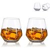 Glasseam Bicchieri da Whisky Diamond Set di 2 Bicchieri da Whisky Inclinati 300ml Bicchiere da Whisky Look Moderno per Uomo, Donna, papà, Marito, Amici, Bicchieri per Bourbon/Rum/Bar Tumbler