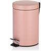 kela cestino per cosmetici rosa 3 l, cestino a pedale in metallo per bagno, cestino da bagno con sacchetto interno e manici per il trasporto, MONACO, rosa antico opaco