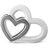 FeinKnick Elegante Figura Decorativa a Forma di Cuore in Ceramica - 16cm, Bianco e Argento - Moderno Deco Adatto Come Regalo
