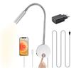 YNDD Lampada da Muro, Luce da Lettura a Parete Dimmerabile con Porta di Ricarica USB, Touch Control, LED Lampada da Lettura Flessibile a Collo di Cigno con Spina e Interruttore, Applique per Letto, Libro