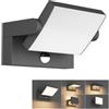 Klighten 24W LED Applique da Parete Esterno/Interno con Sensore di Movimento IP65, Lampade Moderno da Parete Orientabile in Alluminio per Giardini Balcone, Grigio Scuro, Bianco Caldo 2700K-3000K