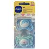 MAM Chupete con Escudo Ventilado, 2-6 Meses, con Tetina Simétrica, Plana y Flexible de Silicona Skin Soft Silicone de Fácil Aceptación, con Caja Autoesterilizadora, Air, Azul Brillante, Pack de 2uds