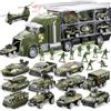 JOYIN 14in1 die-cast camion militare veicolo dell'esercito set di giocattoli con uomini soldato, mini auto da battaglia giocattolo in camion portante con luci e suoni, regali di compleanno per bambini
