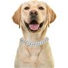 Halukakah Catena D'oro Iced Out per Cane,Diamante Cubano Collana Collare 14MM Placcato in Oro Bianco Platino 40cm Taglia S con 0 Confezione Regalo,Solo Decorazione