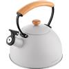 FLORINA Bollitore Acqua (2,3 l) I Bollitore da Fornello NATURA I Con Manico in Legno I Fischio Automatico I Per Fornelli a Induzione, Gas, Elettrici I Colore: Grigio