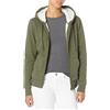Amazon Essentials Giacca con cappuccio a cerniera intera in pile foderata in sherpa Donna, Carbone Puntinato, S