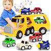Aoskie Camion Macchinine 2 3 4 Anni, 5 in 1 con Suoni e Luci, 4 Mini Cars, Giocattolo Regalo per Bambino