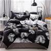 FANSU Copripiumino Matrimoniale 240x220cm - Set Parure Copripiumino Matrimoniale in 100% Microfibra 3 Pezzi con 2 Federa(50x75CM), Reversibile con Cerniera- Nero Foglie Bianche