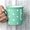 City to Cottage® Tazza Grande da 500ml con Manico | Tazzina da Caffè, Cappuccino, Cioccolata Calda e Tè | Realizzata e Dipinta a Mano in Ceramica | Fantasia a Pois Verde Acqua e Bianco | Idea Regalo