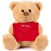 Brubaker Orsacchiotto Orso di Peluche con Busta Rossa - for You - 25 cm - Marrone Chiaro