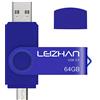 leizhan Chiavetta USB 64GB,Flash Drive USB 3.0 OTG Memory Stick per Telefono Huawei Samsung Android Tablet Mac PC-Blu