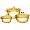 Visions Pyroceram - Casseruola e coperchio vetro flair , 6 pezzi, Marrone, 50.5 x 25.6 x 19 cm