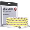 BTF-LIGHTING FCOB COB USB Strisce LED 2m 320LEDs/m Alimentazione Dimmerabile Natural White 90+Hight CRI 5V 7W Flessibile ad alta densità per TV Retroilluminazione PC Camera da letto Cucina Casa