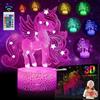 UneedMe Regali unicorno per ragazze, unicorno luce notturna per bambini, giocattoli per bambini età 3 4 5 6 7 8 9+ anni, lampada 3D cambia 16 colori con interruttore touch telecomando Idee regalo