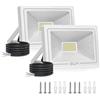 CLY 2 Pezzi 50W Faretto LED da Esterno, Faro LED Esterno 4300LM Luce di Sicurezza Impermeabile IP66, Proiettore da Esterno Bianco Freddo 6500K per Giardino, Corridoio, Terrazza, Patio
