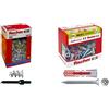 Fischer, 542458, 100 Tasselli GK, Specifici per Cartongesso, Include Accessorio di Montaggio & 50 Tasselli Duopower con Vite, 5 x 25 mm, per Muro pieno, Mattone Forato, Cartongesso, 544015