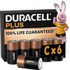 DURACELL Batterie Plus C (pacco da 6) - Pile Alcaline 1.5V - Fino al 100% di extra durata - Affidabilità per i dispositivi a uso quotidiano - 0% plastica - 10 anni di conservazione - MN1400