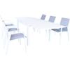 MIlani Home JERRI - set tavolo in alluminio cm 135/270 x 90 x 75 h con 6 poltrone Lotus