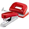 Novus Twinset E 15/E 210 - Set di perforatice e cucitrice, colore: Rosso