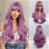 Esmee 26 pollici lunga parrucca viola con frangia naturale capelli sintetici parrucche ondulate per le donne quotidiano partito Cosplay uso