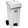 STEFANPLAST Bidone carrellato 120 litri con pedale bianco cm 54x52x91h