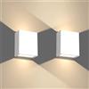 Klighten 2 Pezzi 7W Lampade da Parete LED Esterno Interni IP65 Su e Giù Applique da Parete Moderne in Alluminio, Lampada Muro per Scale, Camera da Letto, Entrata, Bianco Caldo 2700-3000K, Bianca