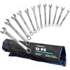 WERKFIX S&R WERKFIX Set 12 Chiavi Inglesi Combinate Anello e Forchetta 6-22 mm. Chiavi a Forchetta Fisse ad Anello Professionali. Qualità Industriale.