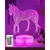 Attivolife Cavallo Lampada illusione 3D, Luce notturna del cavallo con telecomando timer 16 Cambio colore Lampade da scrivania bambini Animale Camera Decor Collegare Migliore Freddo Compleanno Regalo
