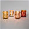 Flanacom Set di Portacandele in Vetro con Candele Incluse - Piccolo Portalumini Nobile con Decorazioni - Candelieri Effetto Lanterna - Decorazione per Matrimonio, Compleanno, Natale (Multi)