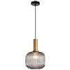 MZStech Lampada a sospensione moderna, lampada a sospensione in vetro grigio con portalampada in rame dorato