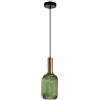 MZStech Lampada a sospensione moderna, lampada a sospensione in vetro verde con portalampada in rame dorato