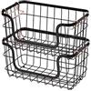 Amazon Basics Rettangolare Cesti portaoggetti impilabili in metallo per cucina o bagno, 2 unità, Nero