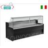 Banco Frigo Gastronomia, temp.+4 +6, statico con riserva, completo di spalle nere, vaschetta raccolta condensa e pannellatura colore nero, versione con VETRI DRITTI, V. 230 1, Peso 277 Kg, dim. cm 250x79x122h