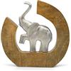 FeinKnick Scultura di elefante «Corso della Vita» - figura moderna deco fatta a mano da alluminio in legno di mango - elefante deco argento in metallo